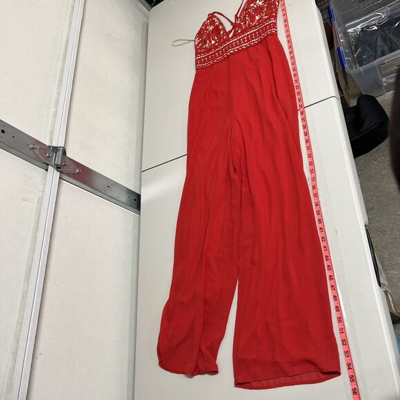 Kimcine Red Lace Jumpsuit Size S Wedding Guest Crisscross Back Formal Party Prom - Picture 13 of 16